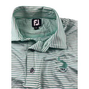 FootJoy Polo Shirt Men's XL Performance Green Striped Midland Trail Golf Club